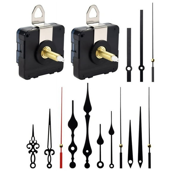 32mm Long Shaft DIY Quartz Clock Movement Mechanism with 5 Different Pairs Hands Wall Repair Parts Replacement