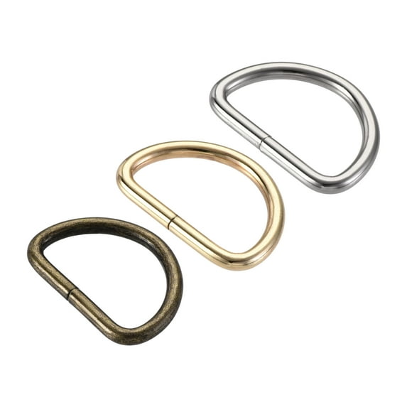 32mm Metal D-Rings Buckle Electroplated 3 Color (Total 15 Pack)
