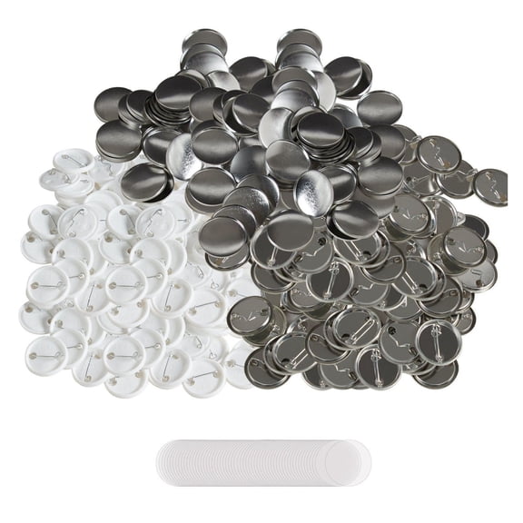 32mm Pin Back Button Parts - 500 Sets DIY Button Badge Maker Kit, Metal, Plastic & Film - Craft Supplies for Gifts & Customization (Machine Not Included)