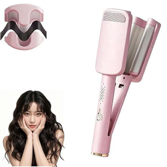 32mm Wavy Hair Curler, 4 Adjustable Heat Settings, Big Bouncy Curls , French Deep U-Shaped Hair Curling Iron, with Close Latch, Ergonomic and Lightweight, Salon-Quality Styling At Home