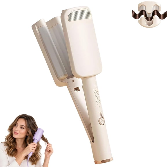 32mm Wavy Hair Curler, Big Bouncy Curls French Wave Egg Roll Curling Iron with 4 Heat Settings and Negative Ion Care