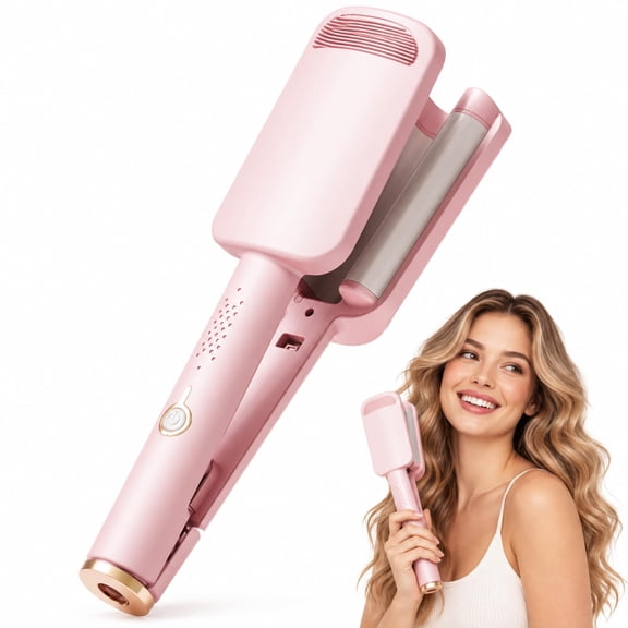 32mm Wavy Hair Curler, Deep Wave Hair Crimper with 4 Heat Settings, Auto Shut-Off and Compact V-Shaped Design, Wavy Hair Curler for Loose Beach Waves, Everyday Styling and Easy At-Home Use