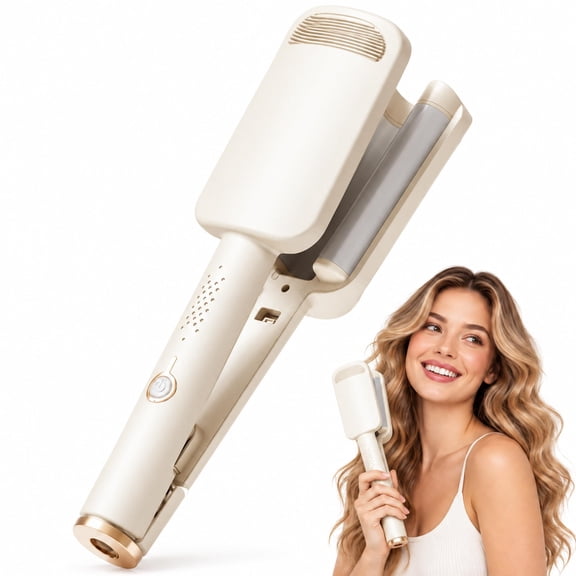 32mm Wavy Hair Curler, Deep Wave Hair Crimper with 4 Heat Settings, Auto Shut-Off and Compact V-Shaped Design, Wavy Hair Curler for Loose Beach Waves, Everyday Styling and Easy At-Home Use