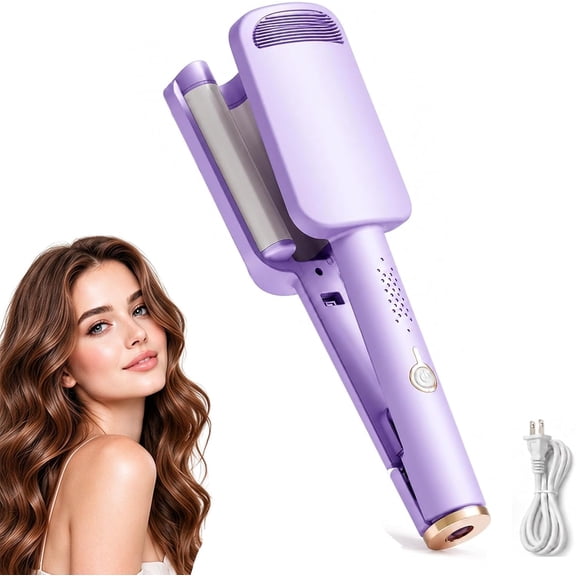 32mm Wavy Hair Curler, French Wave Curling Iron, U Barrel Curling Iron with 4 Adjustable Heat Settings, Ceramic Deep Wave Hair Curler for Large French Waves