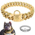 32mm Wide Gold Dog Chain Collar Skull Stainless Steel Pet Chains Collar