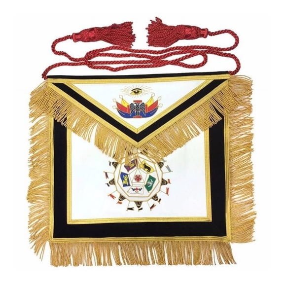 32nd Degree Scottish Rite Apron - Black Velvet with Hand Embroidery