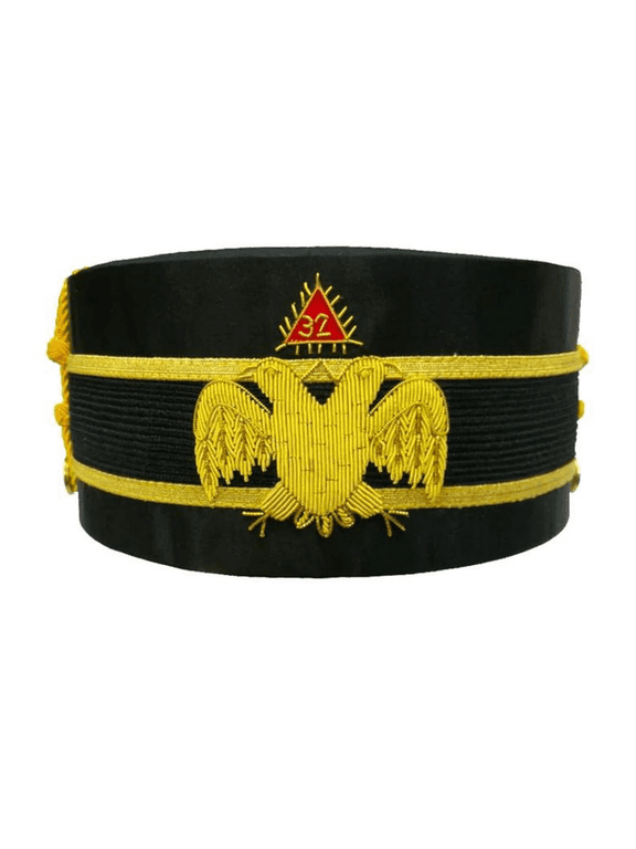 32nd Degree Scottish Rite Crown Cap - Double-Eagle Wings Down, Premium Fabric Regalia
