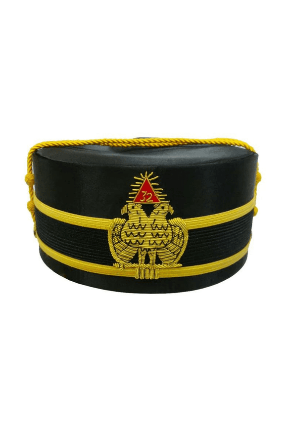 32nd Degree Scottish Rite Crown Cap - Golden Double-Eagle Wings Down, Premium Masonic Regalia