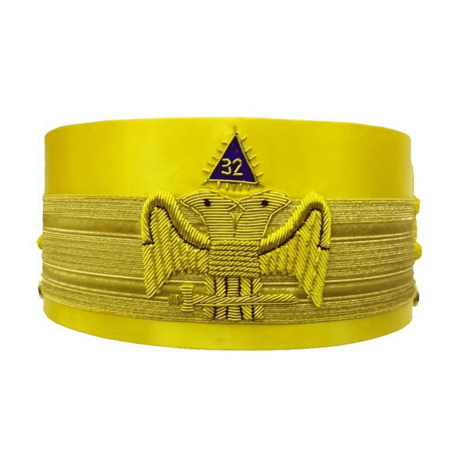 32nd Degree Scottish Rite Crown Cap Yellow Bullion Hand Embroidery