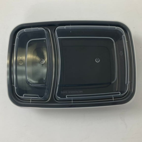 32oz 2 Compartment Rectangular PP Food Storage Container (150 Count)