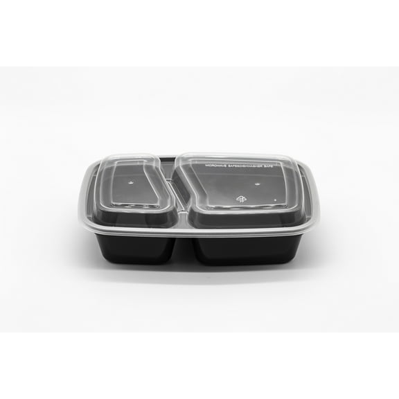 32oz  2 compartments Rectangular Plastic Microwaveable Food Container 150 sets/cs
