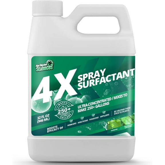 32oz 4X Non Ionic Surfactant - Makes 250+ Gallons - Nonionic Wetting Agent & Concentrated Surfactant Spray for Increased Product Efficacy, Ideal Spreader Sticker, No Foam Wetting Agent