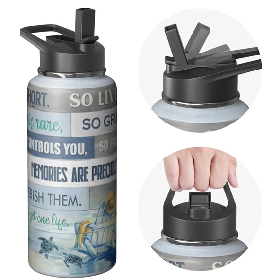 32oz Active Elite Water Bottle Holiday gifts Themed Themed Triple Walled Insulated Stainless Steel With Straw Leak Proof