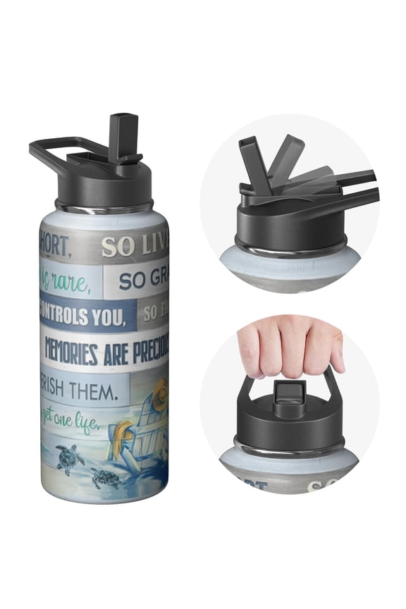 32oz Active Elite Water Bottle Holiday gifts Themed Themed Triple Walled Insulated Stainless Steel With Straw Leak Proof