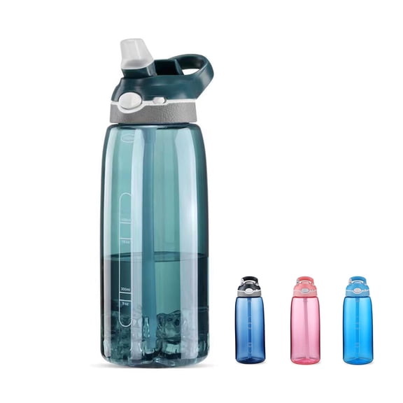 32oz Blue Water Bottle With Straw BPA FREE and Hidden Cup Mouth, Wide Mouth Easy Clean One Hand and Handle Easy Carried, Suit Sports Office Basketball Gym Travel School etc.