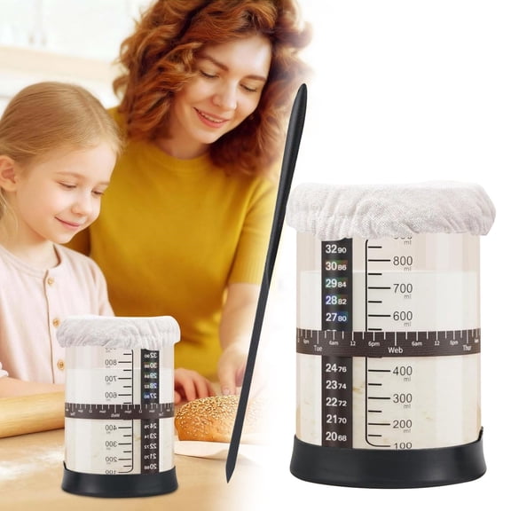 32oz Bread Fermentation Tank Set With Scale Feeding Belt + Scraper + Cloth Cover Silicone Cover Household Dough Wake Up And Sealed Tank