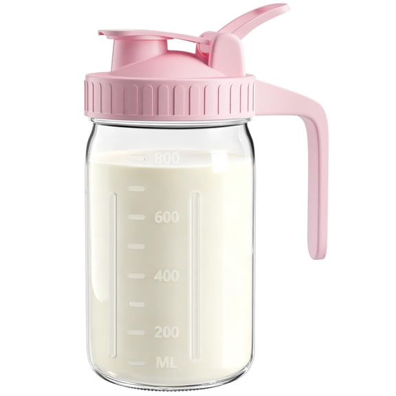 32oz Breast Milk Pitcher With Lid - Airtight Leakproof Glass Storage Flip Cap & Pour Spout Wide Mouth 1 Quart Breastmilk Container For Formula