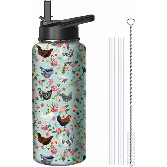 32oz Cat-Themed Insulated Water Bottle with Handle & Straw, Stainless Steel Travel Tumbler, Ideal Gift for Women - Birthday, Mother’s Day, Christmas