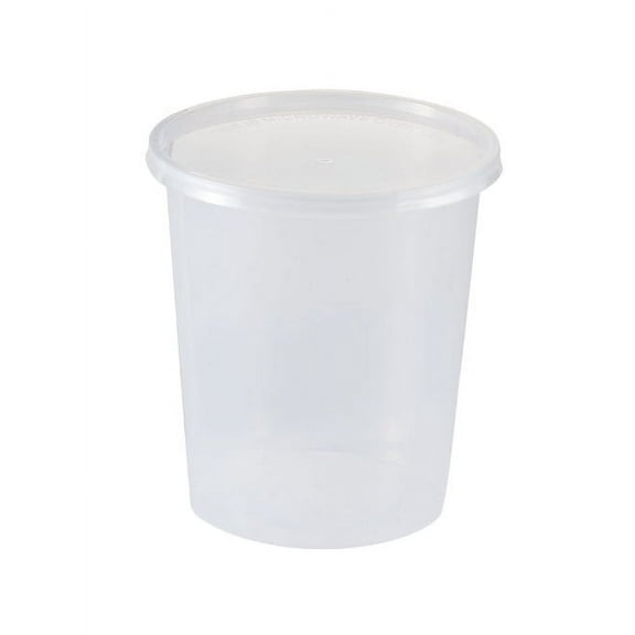 32oz. Clear Plastic Disposable Containers w/ Lids *Case of 240*