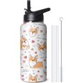 thumbnail image 1 of 32oz Cute Corgi Water Bottle with Handle and Flip Straw, Dog Sports Stainless Steel Insulated Cup, Travel Coffee Mug Tumbler, Birthday Mothers Day Chritmas Gifts for Women Animal Lovers, 1 of 6