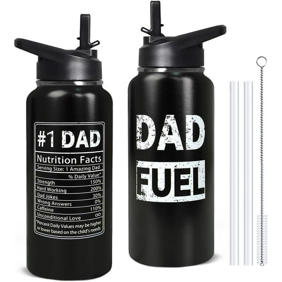 32oz Stainless Steel Insulated Water Bottle with Straw for Men - Dad''s Gym, Hiking, Sports Travel Mug | Father''s Day Gift from Daughter or Son