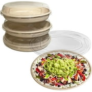 32oz Disposable Compostable Oval Burrito Bowls with Dome Lids Heavy-Duty, Eco-Friendly Natural Bagasse Unbleached, Heat Resistant, 100% Biodegradable Salad Bowls Alternative to Plastic (200 PACK)