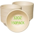 32oz Disposable Salad Bowls 150Pack, Big Paper Bowls, Large, HeavyDuty