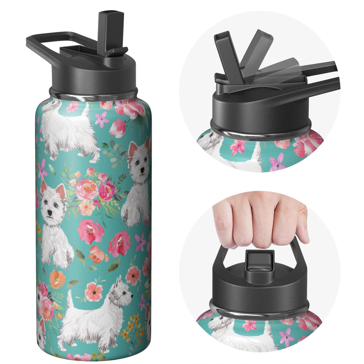 32oz Dog Themed Stainless Steel Dog Water Bottle Camping & Hiking Sports Vacuum Insulated Leak Proof Hot Cold