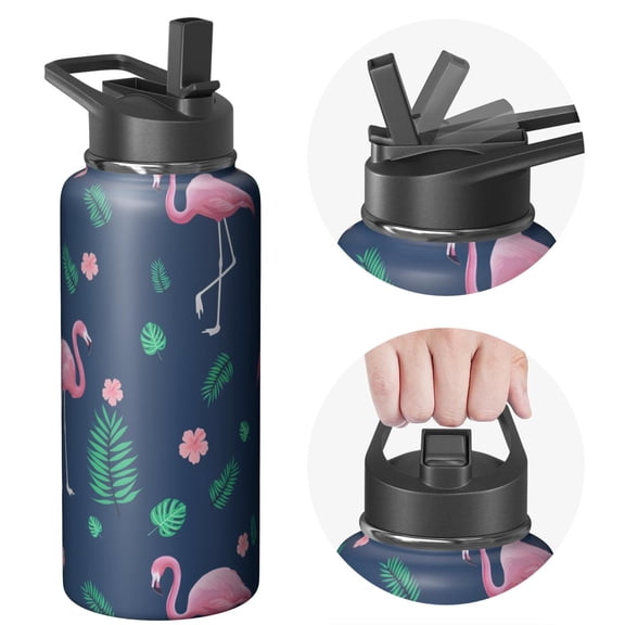 32oz Flamingo Themed Themed Expedition Flamingo Themed Water Bottle Camping Hiking Sports Vacuum Insulated Stainless Steel