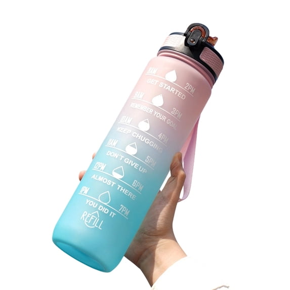 32oz Gradient Water Bottle, 1L Large - Capacity Space Cup with Carrying Strap and Straw, for Outdoor Sports, Daily Use, Fitness, Travel
