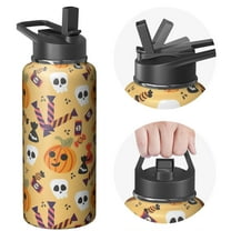 32oz Halloween Tumbler with Straw and Handle – Stainless Steel Insulated Water Bottle – Spooky Pumpkin Ghost Witch Design – Fall Coffee Mug Gift for Her or Him