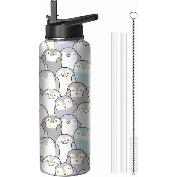 32oz Highland Cow Water Bottle with Handle and Flip Straw, Animal Sports Stainless Steel Insulated Cup Travel Coffee Mug Tumbler, Birthday Mothers Day Chritmas Gifts for Women