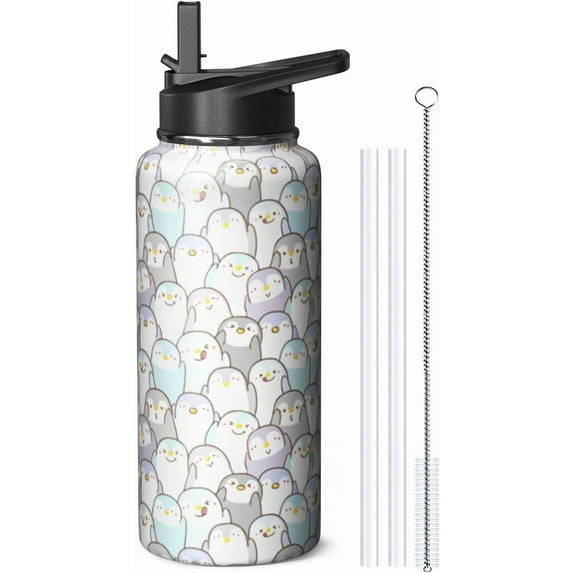 32oz Highland Cow Water Bottle with Handle and Flip Straw, Animal Sports Stainless Steel Insulated Cup Travel Coffee Mug Tumbler, Birthday Mothers Day Chritmas Gifts for Women