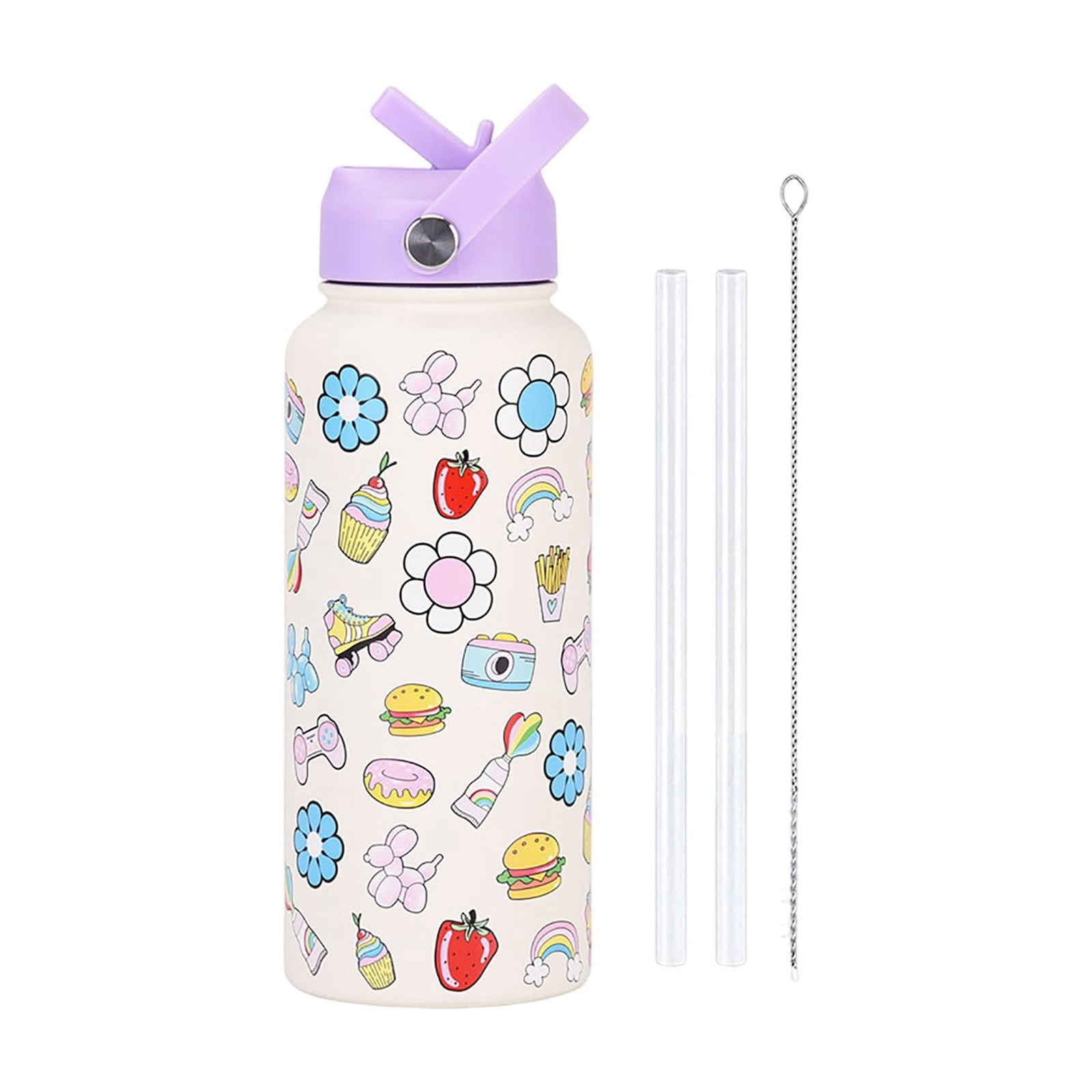 32oz Large Capacity Kids Insulated Water Bottle with Straw Lid Stainless Steel Kid Cup Travel Tumbler Double Wall Vacuum Leak Proof Portable Toddler Water Bottle