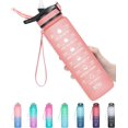 thumbnail image 1 of 32oz Leakproof Motivational Sports Water Bottle with Straw & Time Marker, Flip Top Durable BPA Free Tritan Non-Toxic Frosted Bottle Perfect for Office, School, Gym and Workout, 1 of 7