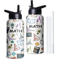 thumbnail image 1 of 32oz Math Teacher Gift Water Bottle - Insulated Stainless Steel Tumbler with Straw & Flip Lid, Travel Cup for Teacher Appreciation - Unisex Gift for Men & Women, 1 of 6