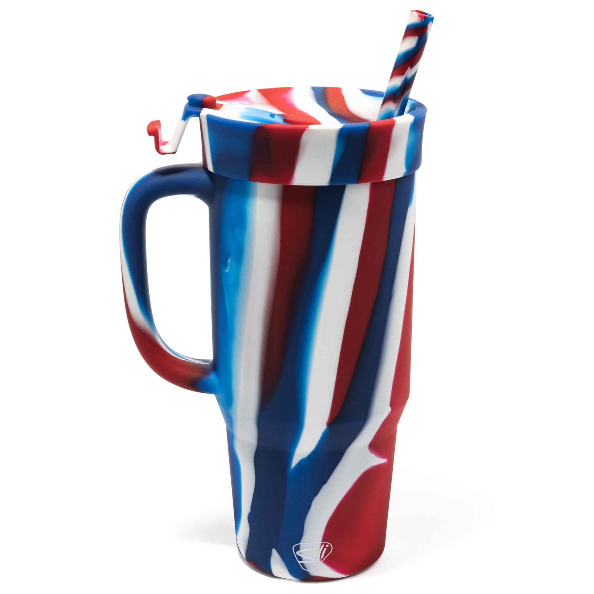 32oz Silicone Humbler W/ Lid & Straw, The Patriot (Red, White, Blue)