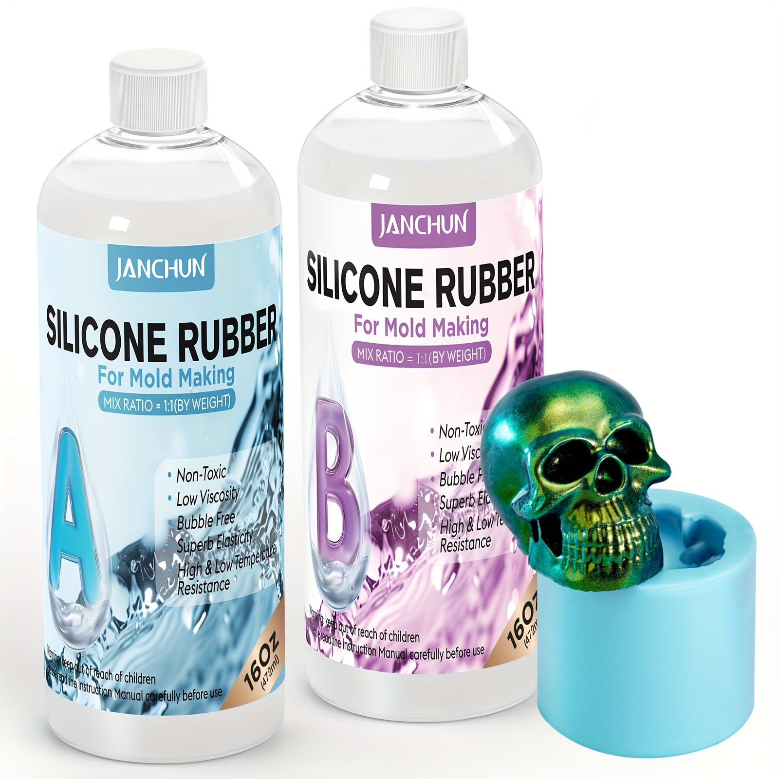 32oz Silicone Rubber for DIY Epoxy Resin Making - High-Performance Making Kit, Fast Curing, Non-Toxic & Heat - Ideal for Casting Resin, Soap, Wax, Crafts, and DIY Projects (20A) Purple