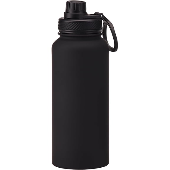 32oz Space Water Bottle Large Metal Stainless Steel Water Flask Big Sports Travel Mens Water Bottle for Gym Hiking (Black)