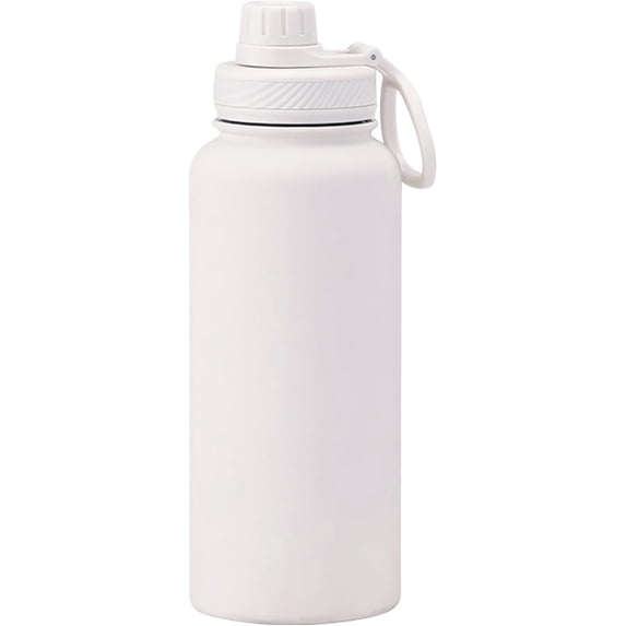32oz Space Water Bottle Large Metal Stainless Steel Water Flask Big Sports Travel Mens Water Bottle for Gym Hiking (White)
