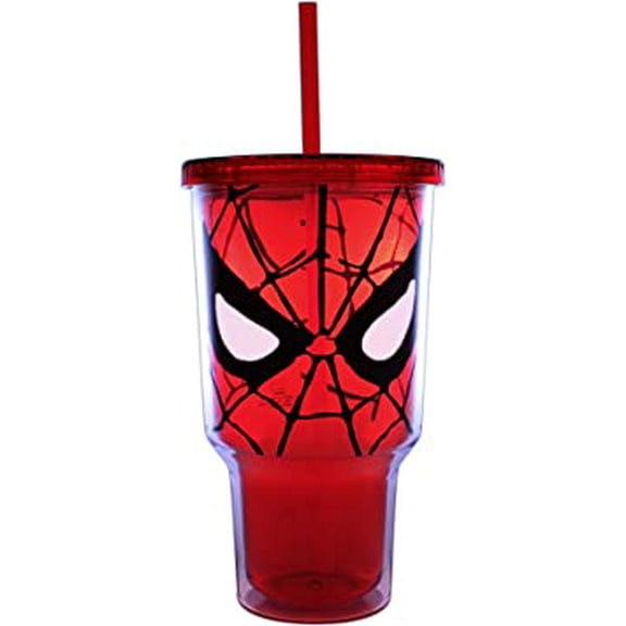 Silver Buffalo  32 oz Spider-Man Eyes Jumbo Plastic Cold Cup with Lid & Straw