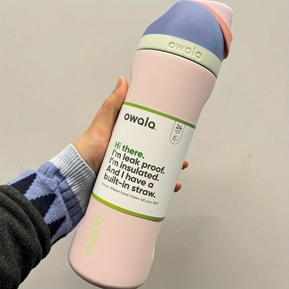 32oz Stainless Steel Vacuum Insulated Tumbler with Straw Lid and Handle - Double-walled, leak-proof tumbler in cute pastel colors (pink, green, purple, orange) | Reusable thermos for hot/cold drinks,