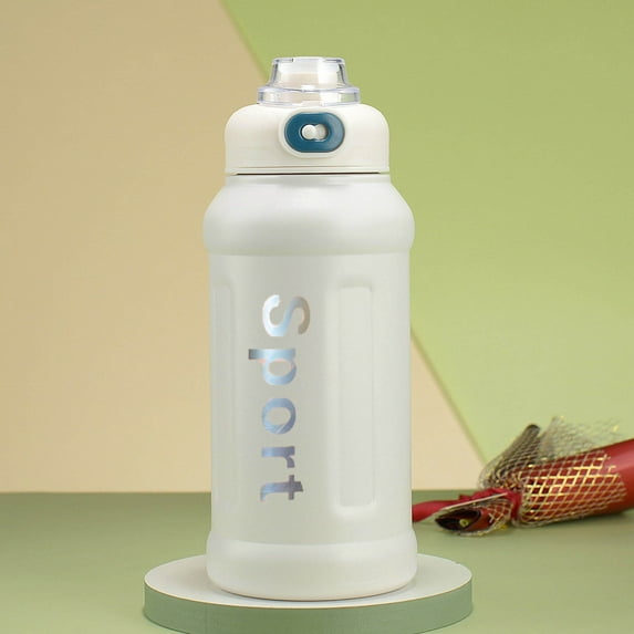 32oz Stainless Steel Water Bottle with Straw - 316 Grade Thermal Flask 24H Cold & 12H Hot, Leak-Proof BPA-Free Insulated Cup for Travel/Gym/Office (Frosted Design Gift for Adults) White