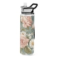 thumbnail image 1 of 32oz Transparent Sports Water Bottle with Straw for Kids Adults Outdoor School Gym Fitness Daisies and Lilies, 1 of 7