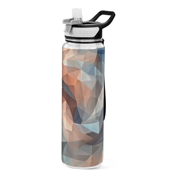 32oz Transparent Sports Water Bottle with Straw for Kids Adults Outdoor School Gym Fitness Low-poly Geometric Background