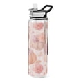 thumbnail image 1 of 32oz Transparent Sports Water Bottle with Straw for Kids Adults Outdoor School Gym Fitness Pastel Pink Pumpkins, 1 of 7