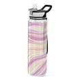 thumbnail image 1 of 32oz Transparent Sports Water Bottle with Straw for Kids Adults Outdoor School Gym Fitness Pastel Pink Wavy Lines, 1 of 7