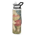 thumbnail image 1 of 32oz Transparent Sports Water Bottle with Straw for Kids Adults Outdoor School Gym Fitness Red Mushrooms with Flowers, 1 of 7