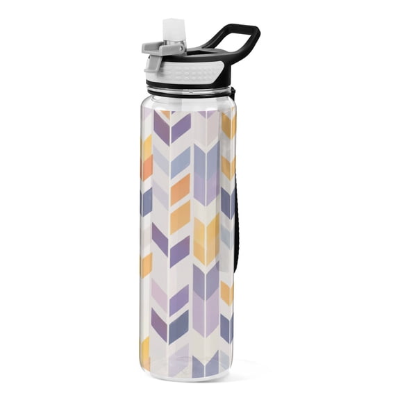32oz Transparent Sports Water Bottle with Straw for Kids Adults Outdoor School Gym Fitness Shape Of Lavender Arrow