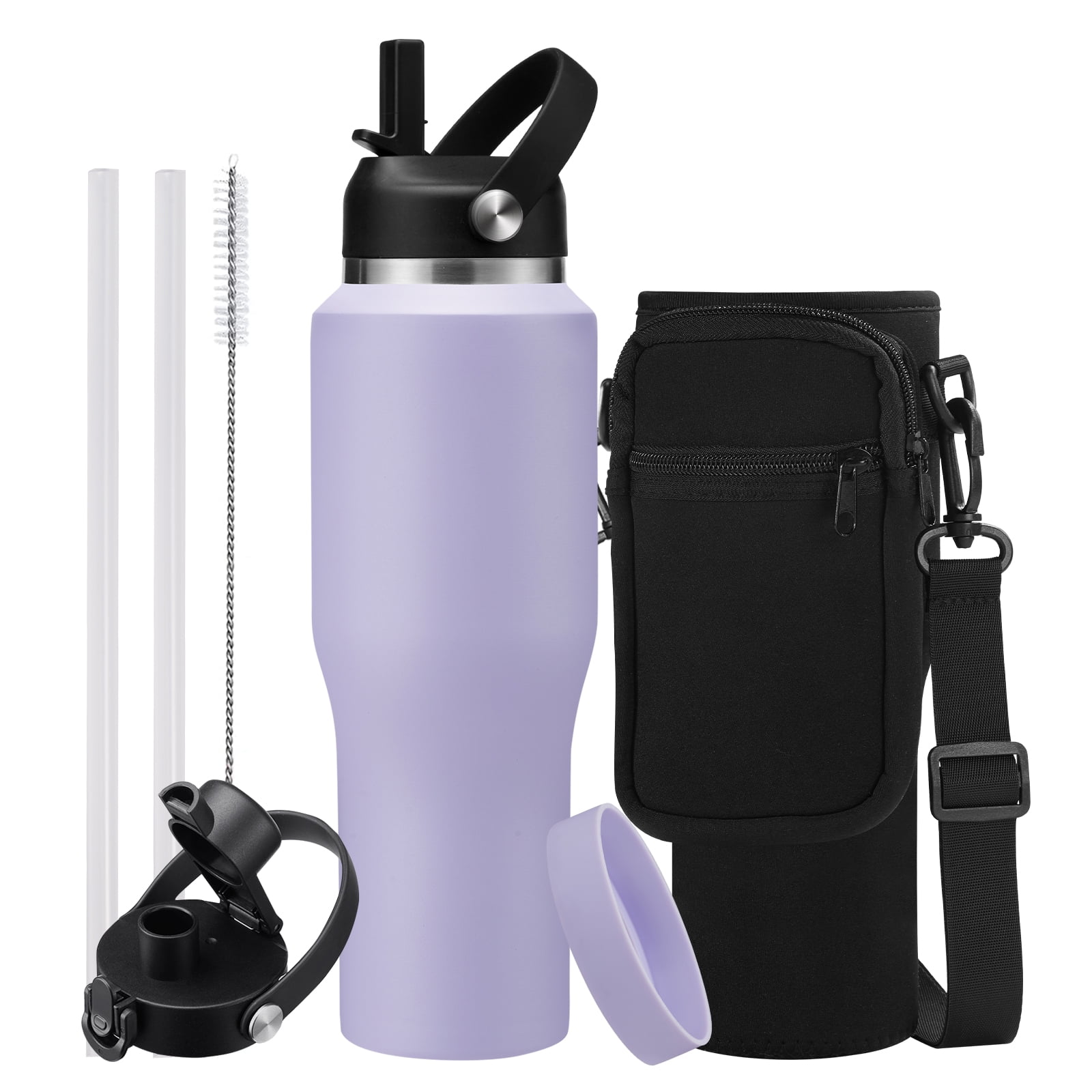 32oz Tumblers Insulated Water-Bottle with Straw - Cold 48H Hot 24H, Leakproof Stainless Steel Tumbler Flask Metal Mug Jug Fits in Car Cup Holder